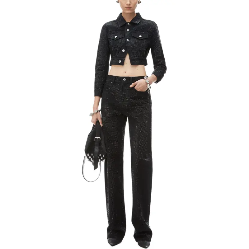 Alexander Wang Embellished Collared Denim Jacket-1