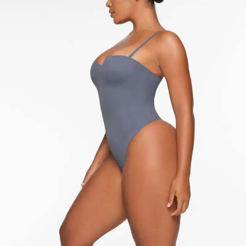 SKIMS Contour Llft Stralght Neck Bodysult Bodysuits Women's STEEL BLUE/Steel Blue-2