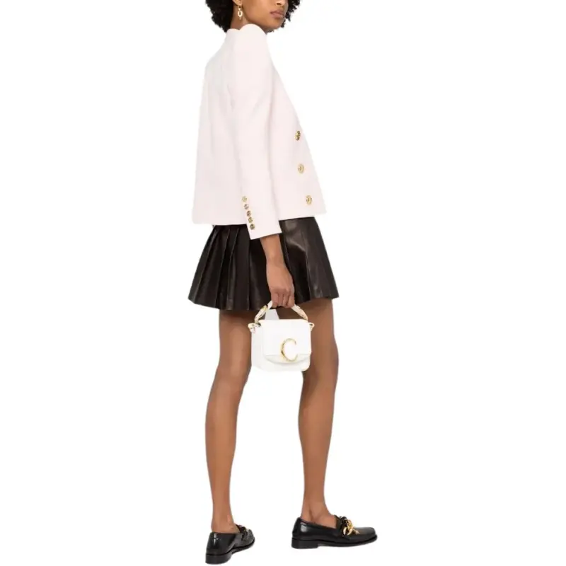 BALMAIN Pleated Leather Miniskirt-3