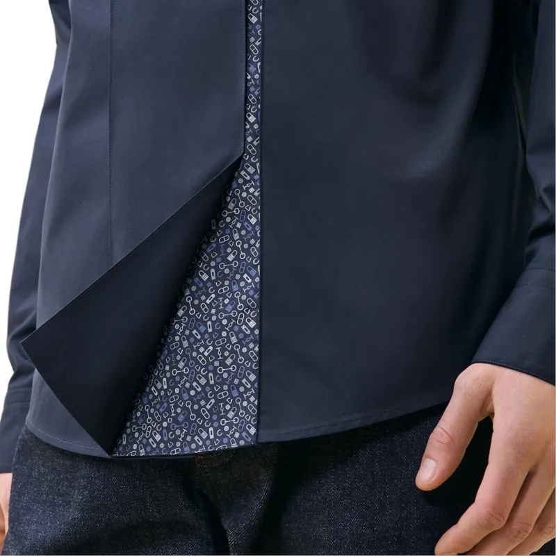 HERMES Shirts Men Marine Blue-3
