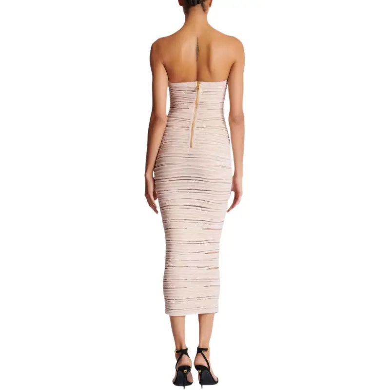 BALMAIN Strapless Knit Midi Dress-2