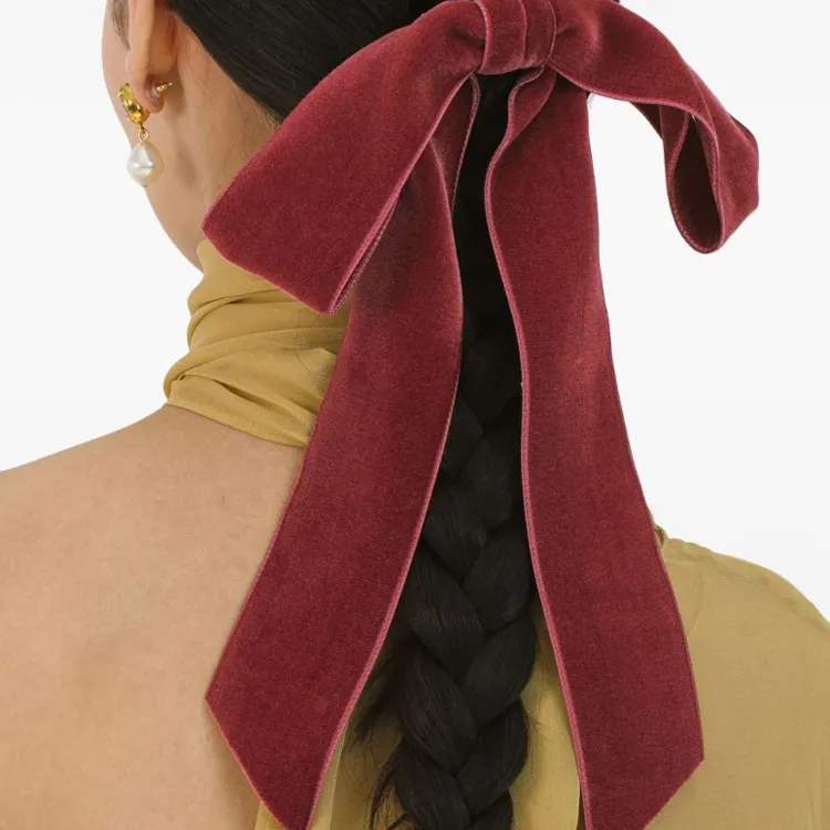Jennifer Behr Wide Velvet Bow Barrette-2