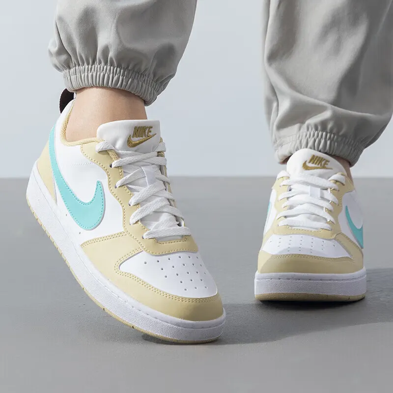 Nike Court Borough COURT BORO Anti Slip Wear Resistant Low Top Kids' Skateboarding Shoes Yellow White Unisex-3