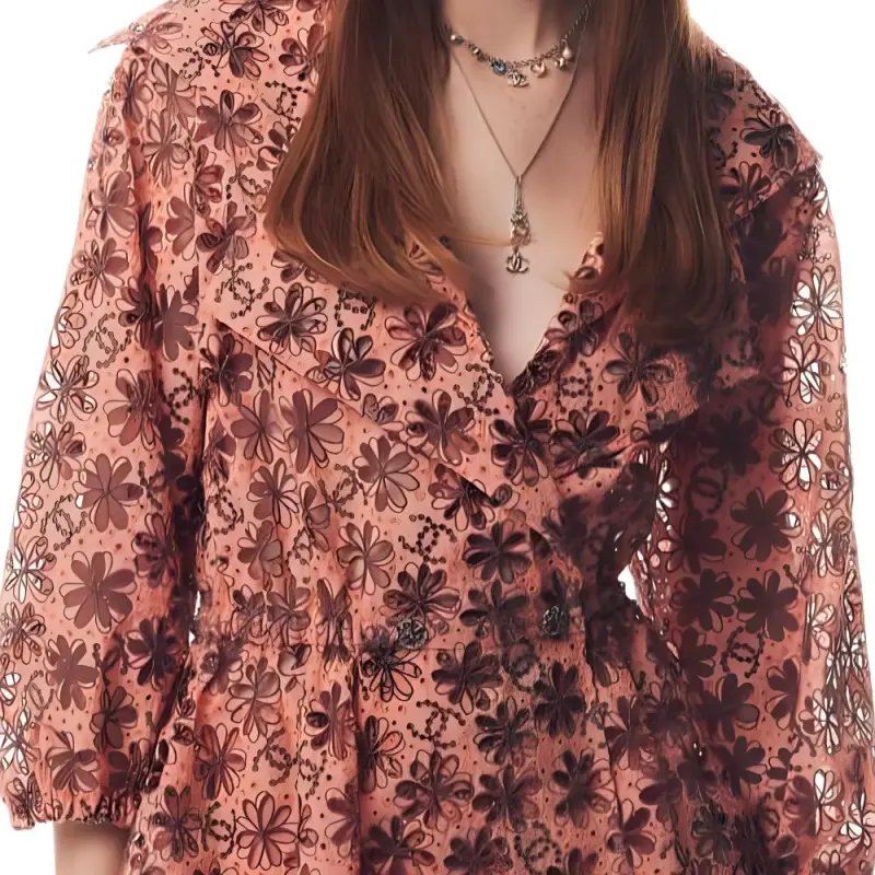CHANEL Long-Sleeved Dresses Women's Pale Orange-4