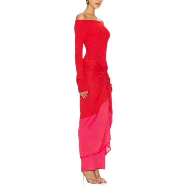 MILK BAOBAB Long Sleeved Dress Women's Red-1