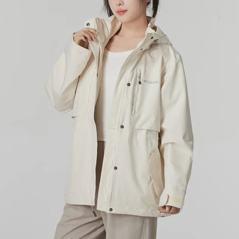 Columbia 2024 Fall And Winter Waterproof And Warm Windbreaker Jacket Women's White-4