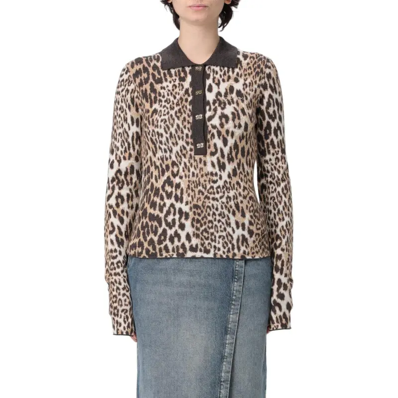 GANNI Leopard Print Long Sleeve Top-2