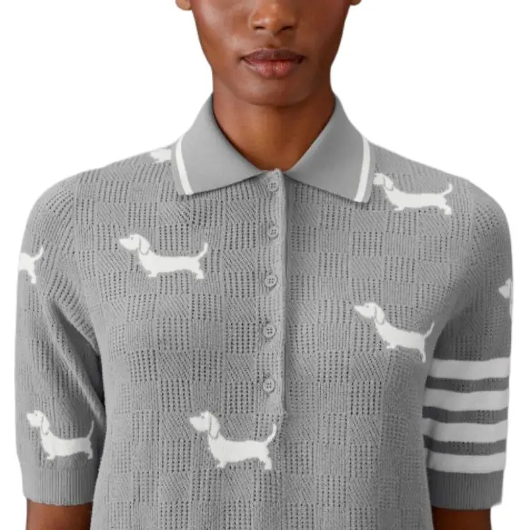 THOM BROWNE Hector Intarsia knit Polo Shirt-4