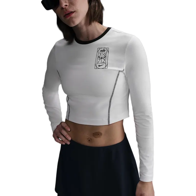 Nike SportswearCourt Manches Longues Pour Femme Crop Tops Women's White-1