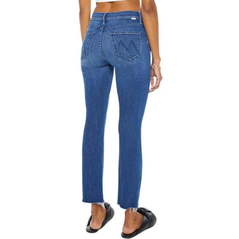 MOTHER The Mid Rise Dazzler Ankle Fray Straight leg Jeans-1