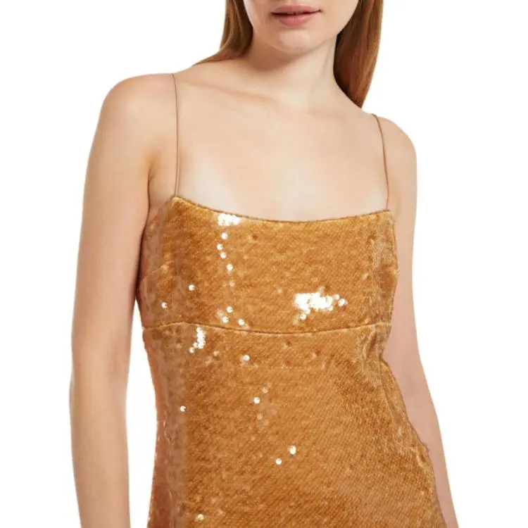 MaxMara Arancio Collection Sequinned Sheath Dress Slip Dresses Women's Hazelnut Brown-4