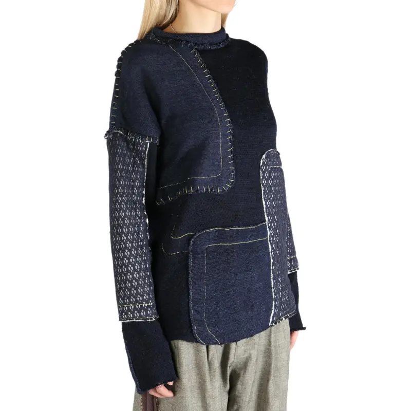 COMMUNS Patchwork Long sleeve Sweater-2