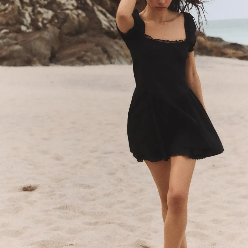 ZARA Short Sleeved Dresses Women's Black-4