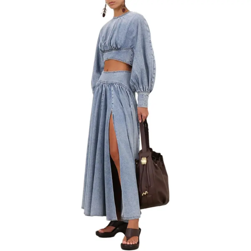 Zimmermann SS25 Denim Long Skirts Women's Blue-3