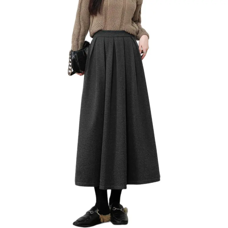 【dme】 Casual Long Skirts Women's Dark Gray-0