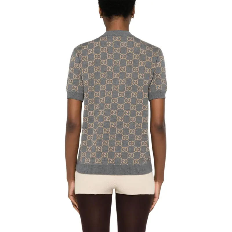 GUCCI Monogrammed Intarsia Short Sleeved Jumper-2