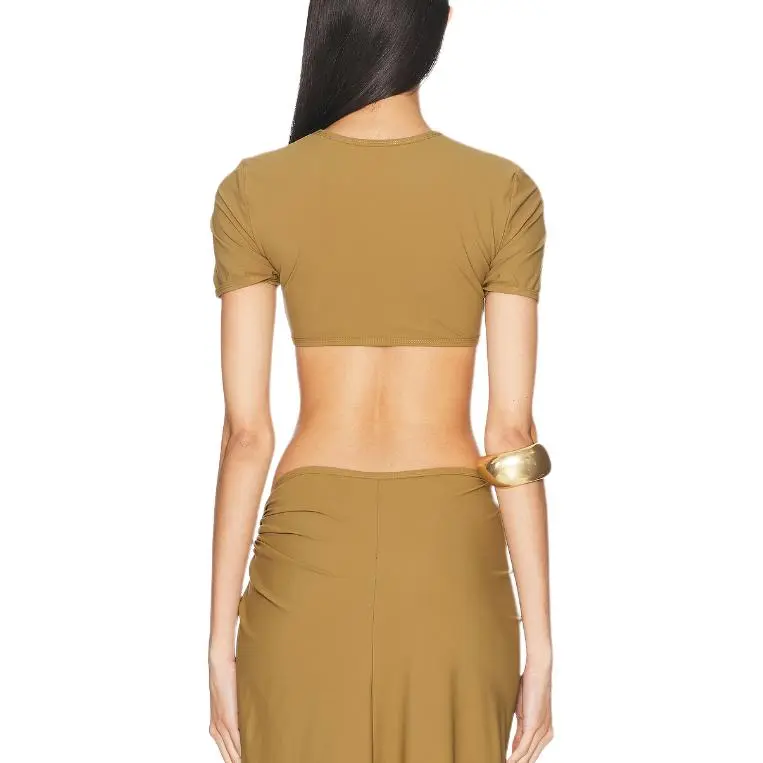 Christopher Esber Ruched Orbit Crop Swim T shirt-1