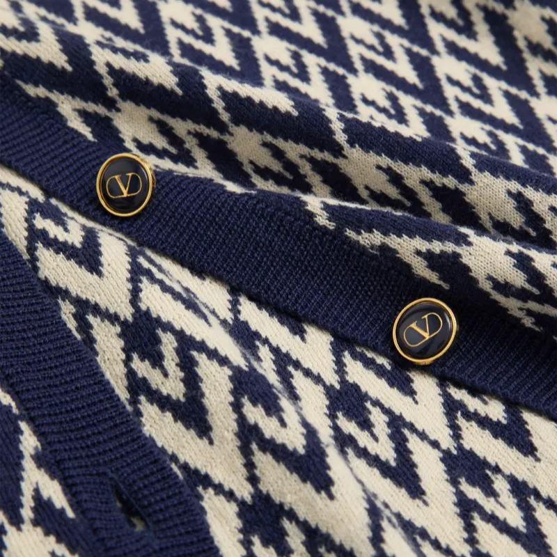 Valentino Toute La V Jacquard Button Up Cardigan-5
