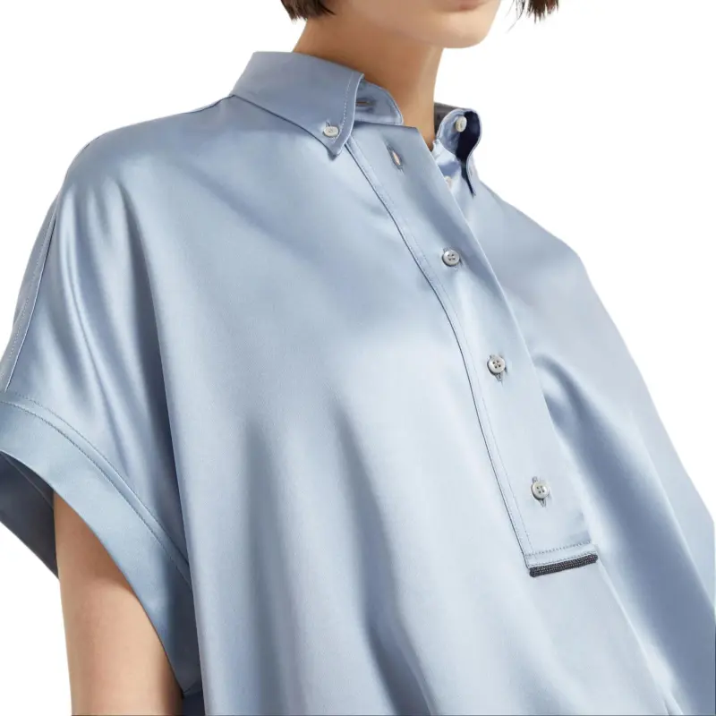 Brunello Cucinelli Short Sleeved Buttoned Blouse-5