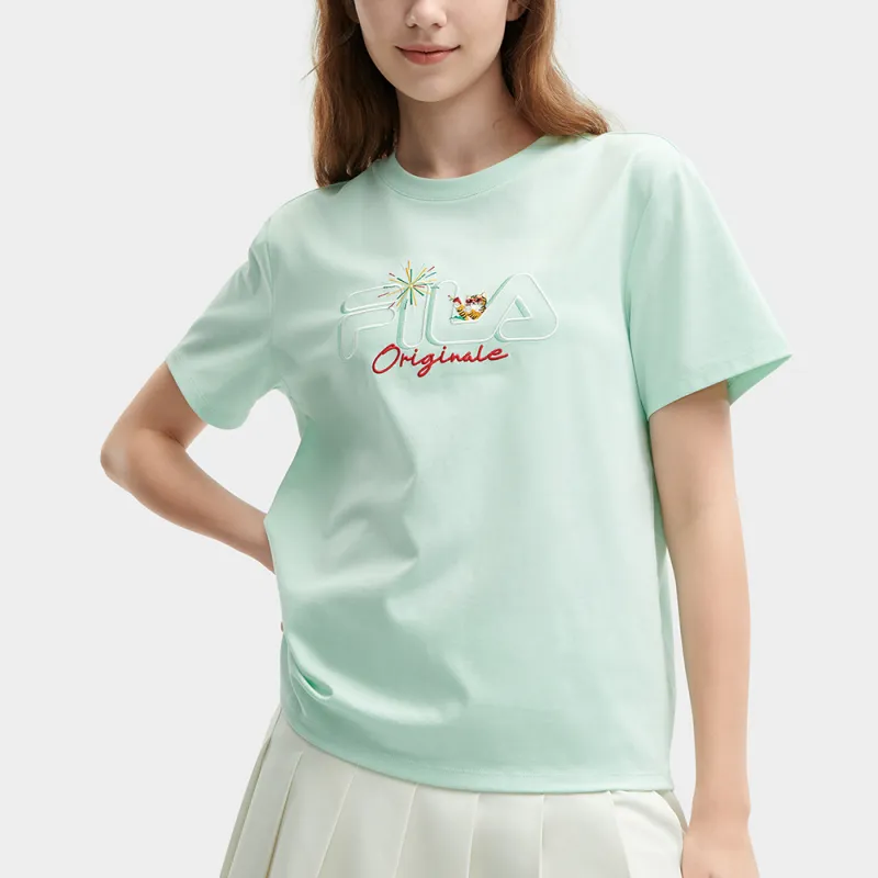 FILA SS24 T Shirt Women's Mystic Cyan-2