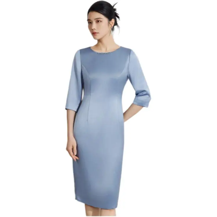 BBLLUUEE Long Sleeved Dress Women's Moonlight Blue-1