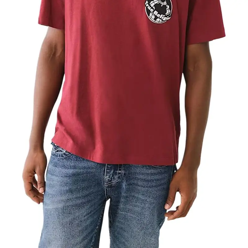 TRUE RELIGION T-Shirt Men's Red Wood Color-4