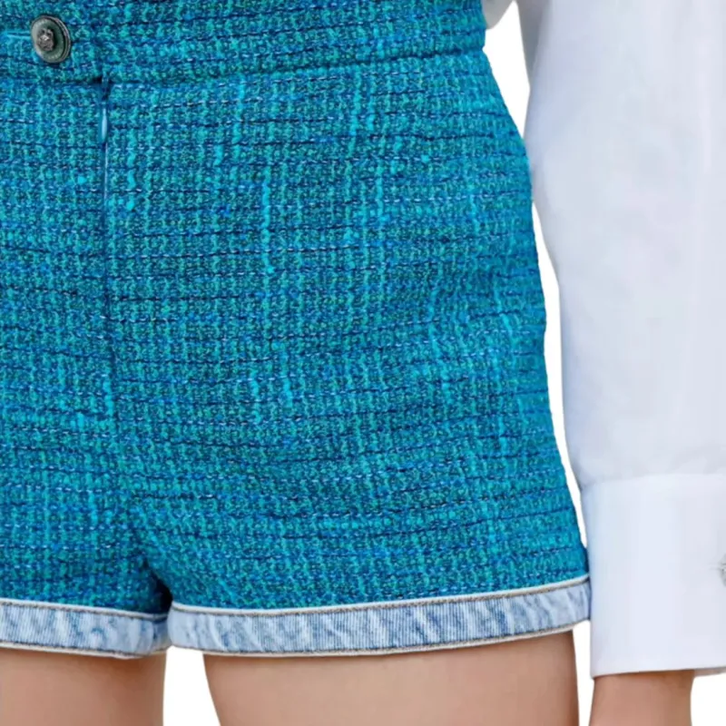 CHANEL 22P Casual Shorts Women's Peacock Blue-4