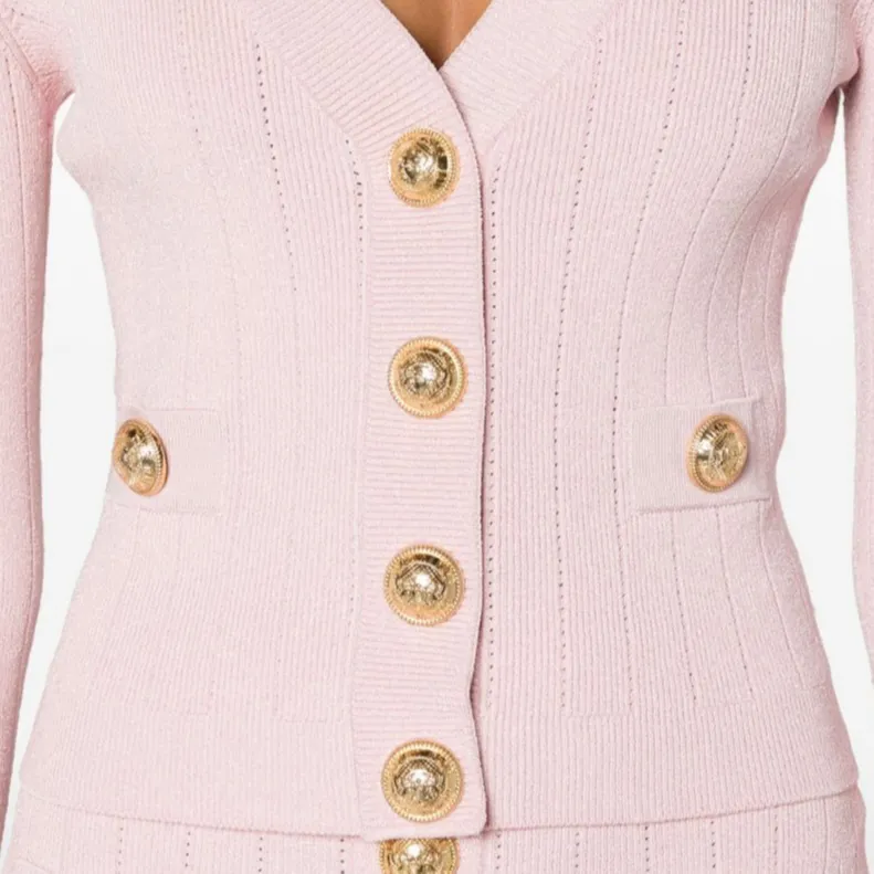 BALMAIN Button Embellished Ribbed Cardigan-4