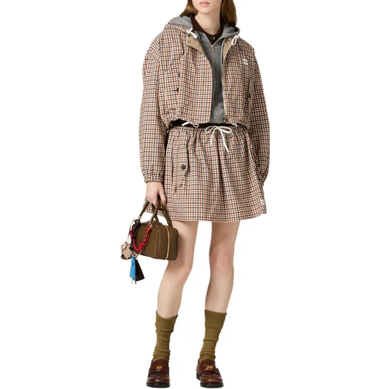MIU MIU Vichy Check Drawstring Jacket-1