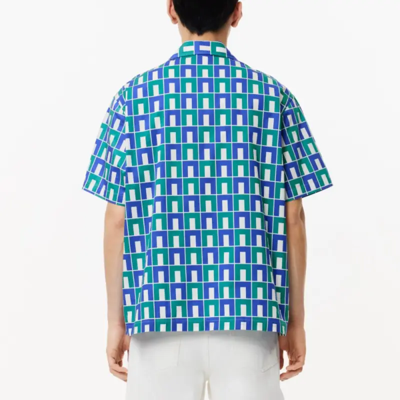 LACOSTE SS24 Shirt Men's Blue Green Multicolor-3
