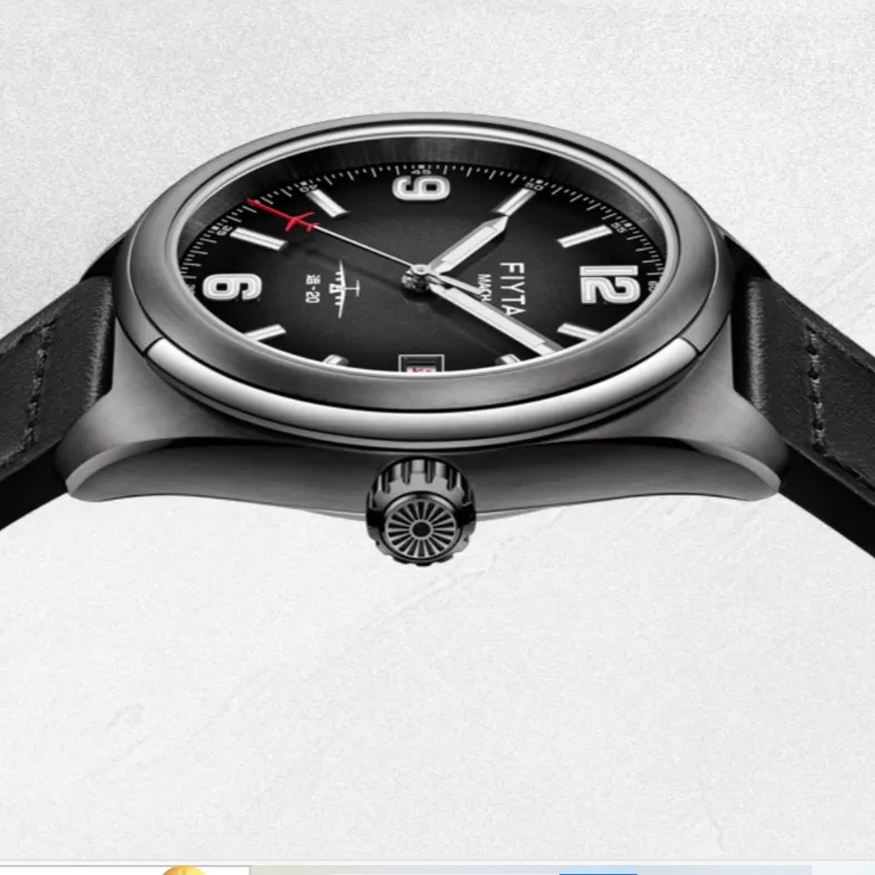 Fiyta MACH Collection GA881025.HBB Automatic Mechanical Movement Cow Leather Strap Watch Men's Watches Black Dial-4