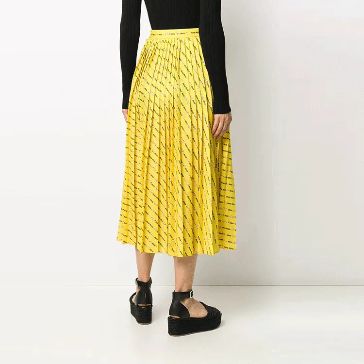 MIU MIU Casual Long Skirts Women's Yellow-2