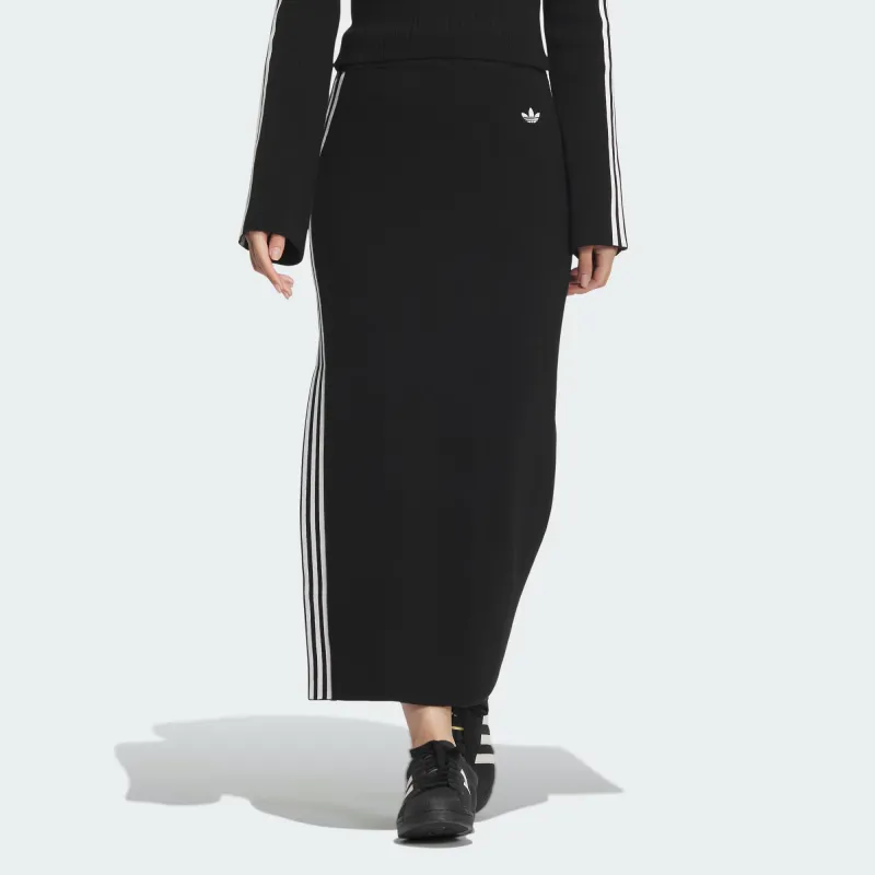 Adidas Originals Premium Knit Skirt Knit Long Skirts Women's Black-4