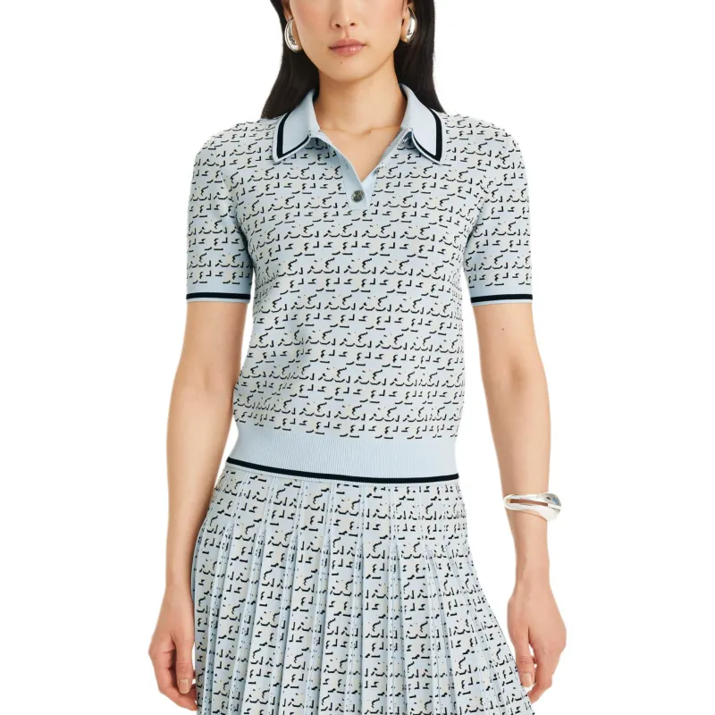 TORY BURCH Monogram Jacquard Polo Top-2