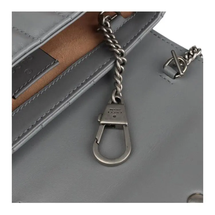 GUCCI Marmont Quilting Leather Shoulder Bag Crossbody Bag Extra Mini Women's Gray-2