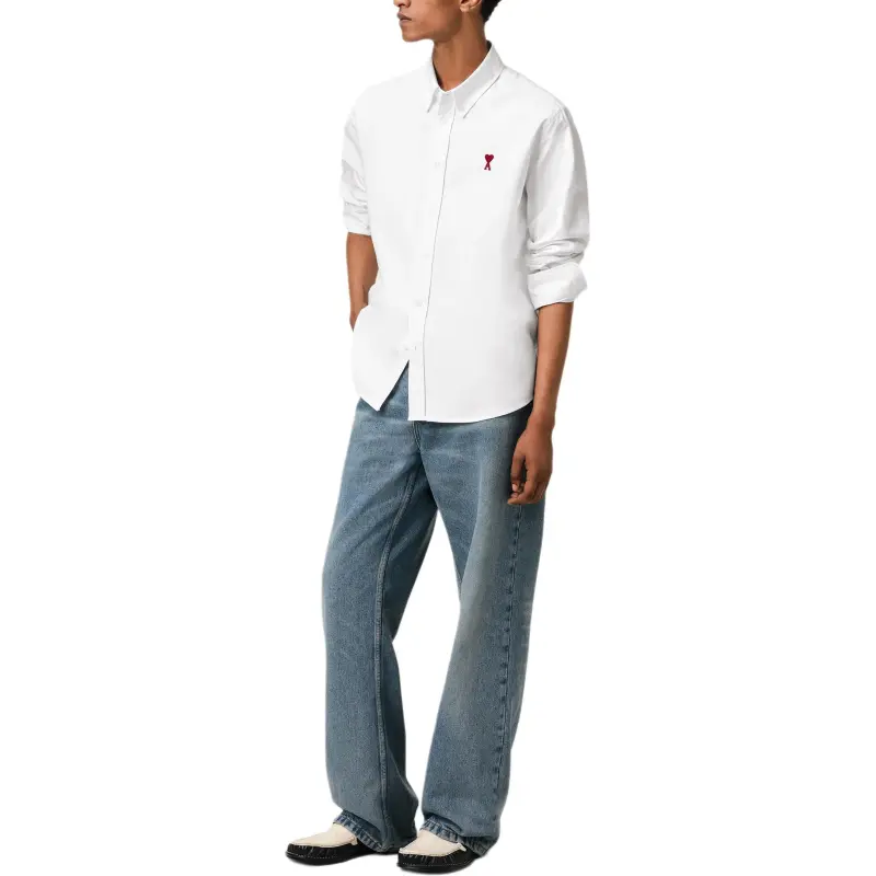 Ami Paris Ami De Coeur Logo Embroidered Shirt-1