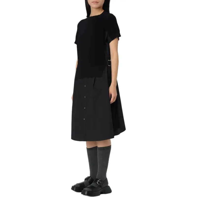 Sacai Short Sleeved Dresses Women's Black-2