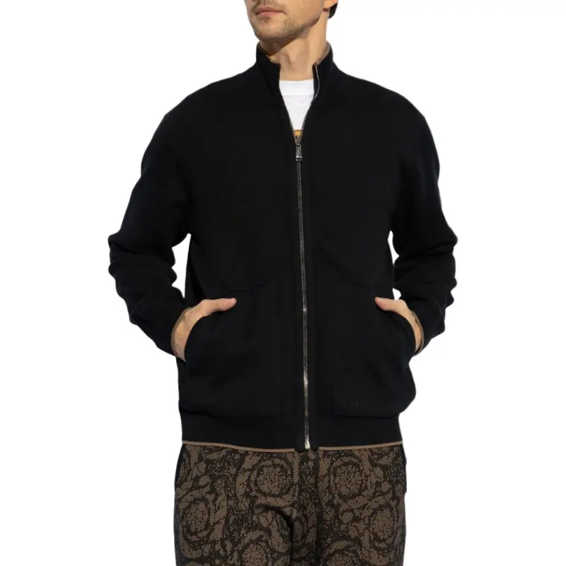 VERSACE Zipped Reversible Knitted Cardigan-2