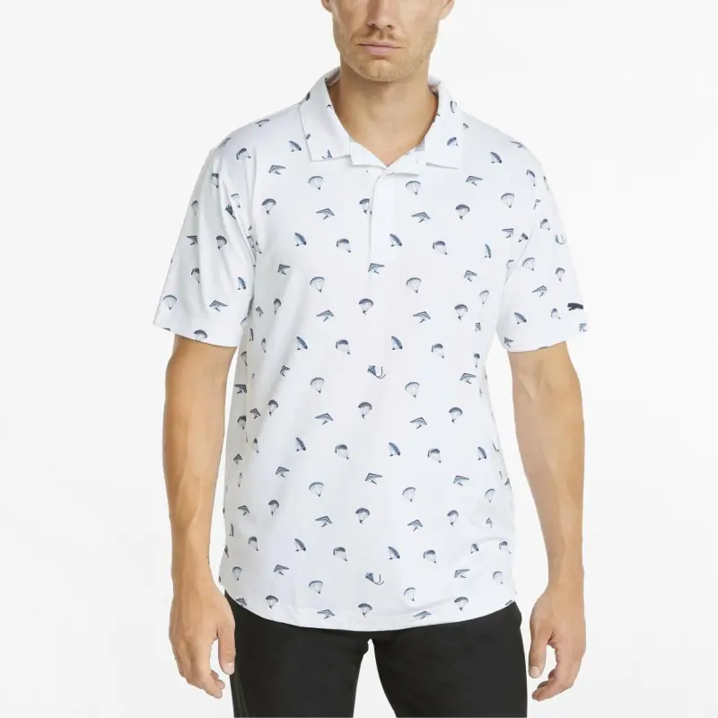 PUMA Polo Shirt Men's White/Angel Blue-2