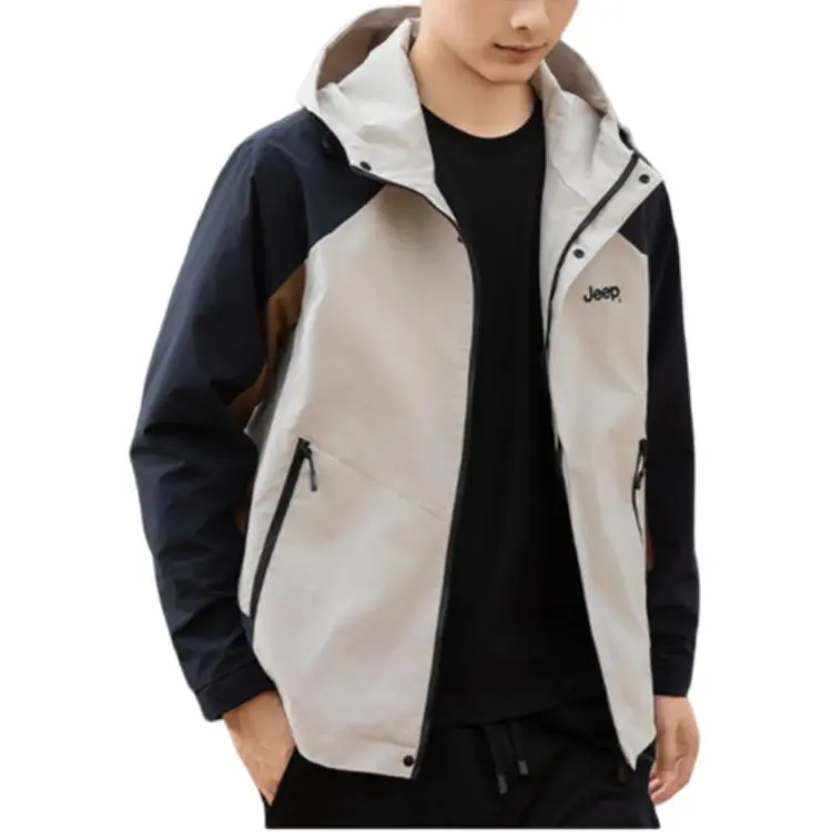 Jeep JEEP Mountain Versatile Keep Warm From The Wind Windbreaker Jacket Men's Ecru-4