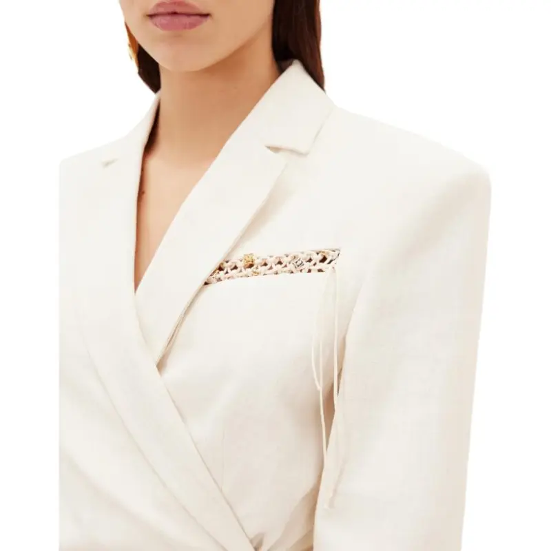 Jacquemus La Veste Tibau Brodee Embroidered Double Breasted Jacket Off White-6