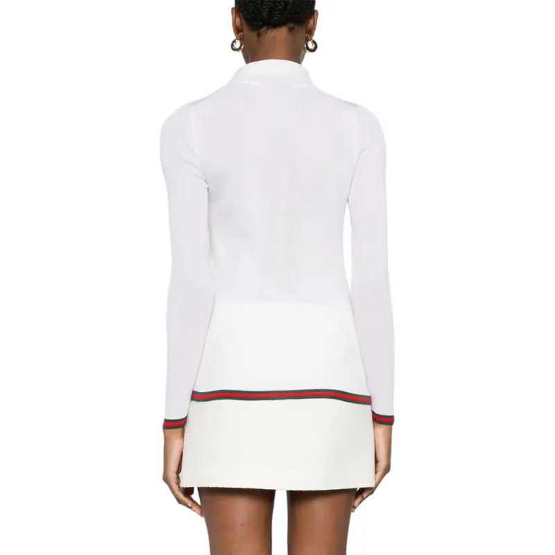 GUCCI Ribbed Knit Long Sleeve Polo Shirt-2