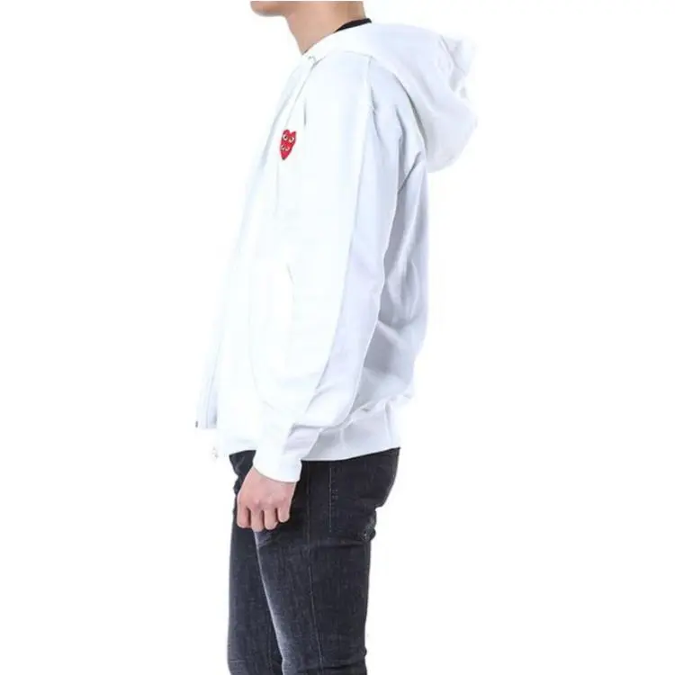 CDG Play Sweatshirt Jacket Men's White-3