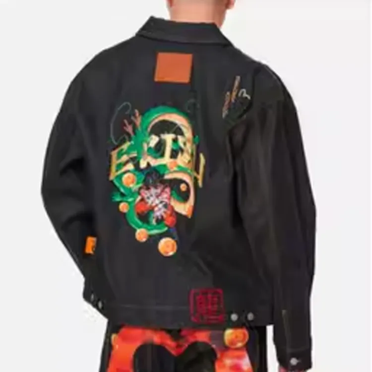 Dragon X EVISU X Dragon Ball Z Denim Jackets Men Blue-2
