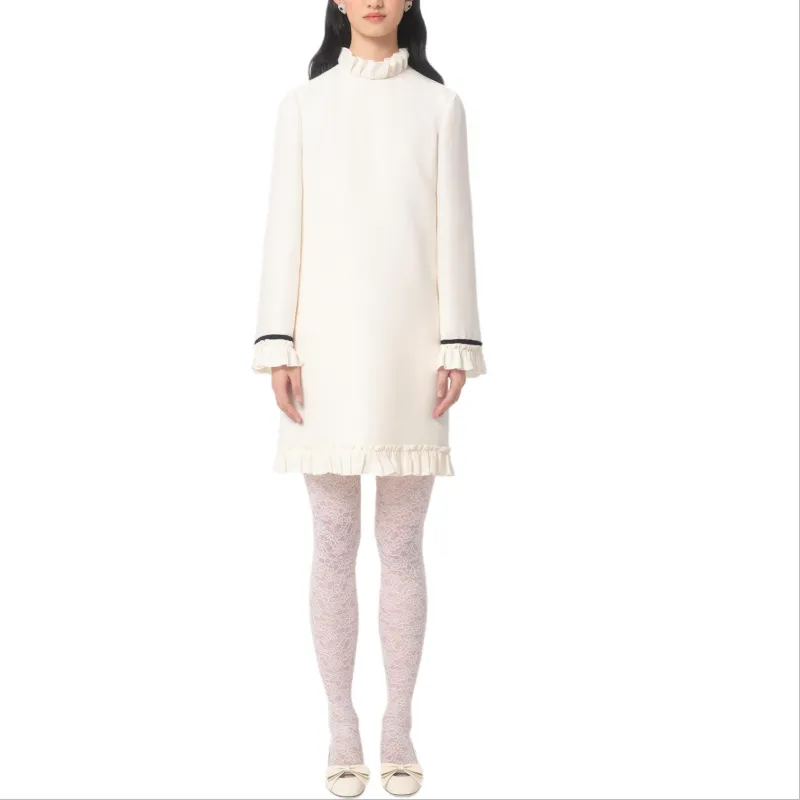 Valentino Ruffled Mock Neck Mini Dress-1