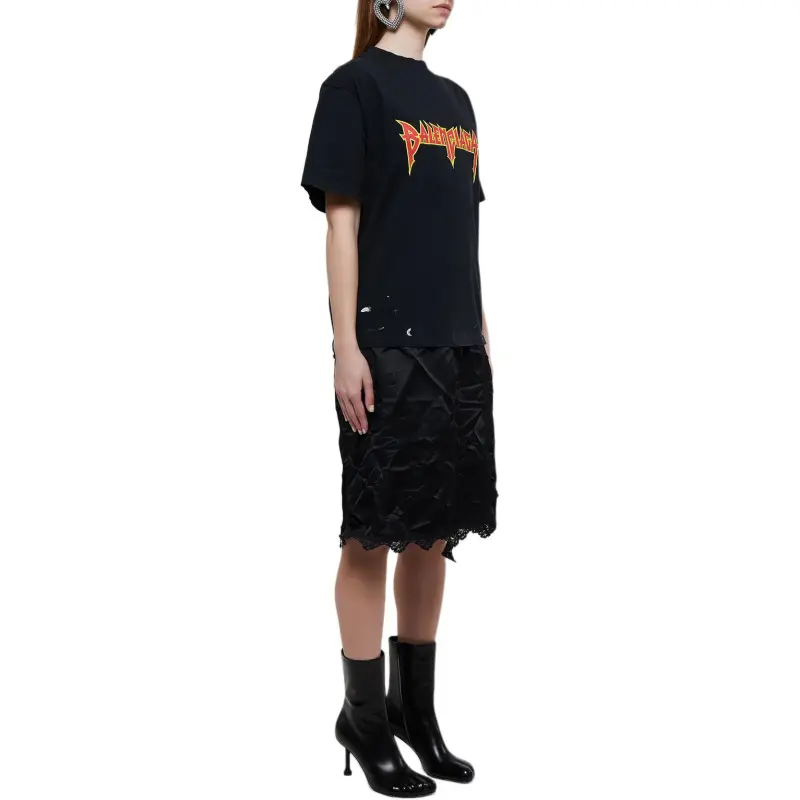 Balenciaga SS22 Short Sleeved Dress Women's Black-4