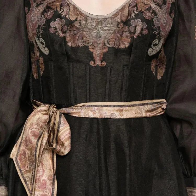 Zimmermann Illustration Structured Balloon Sleeved Maxi Dress-7