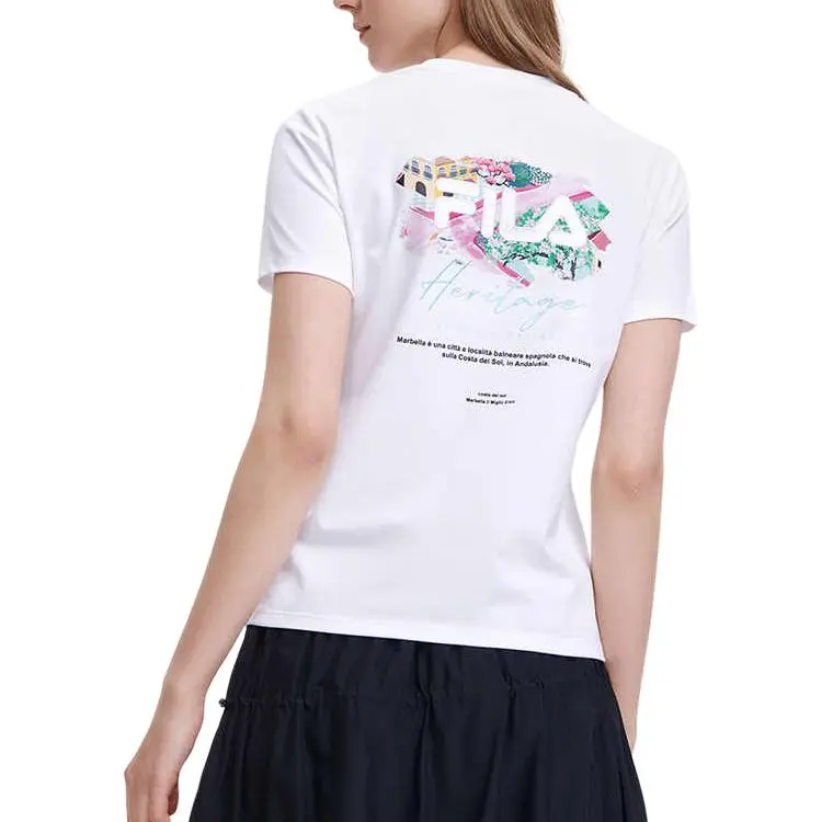FILA Drop Shoulder Sleeve T Shirt Women's Standard White-3