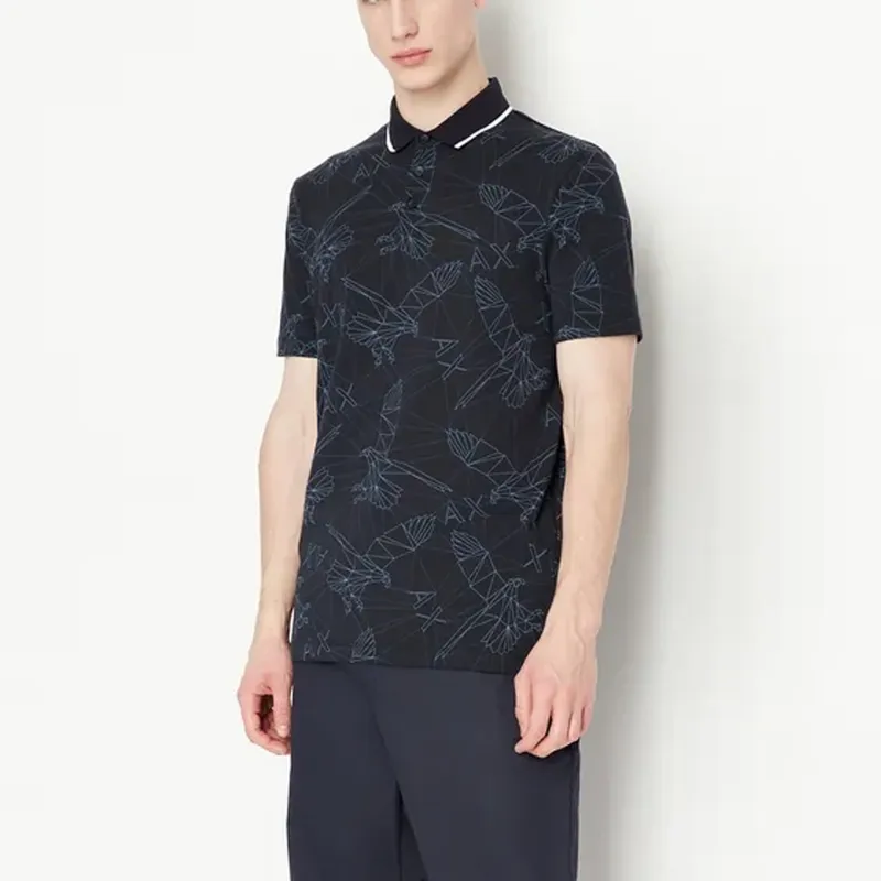 ARMANI EXCHANGE Polo Shirts Men Navy Blue-2