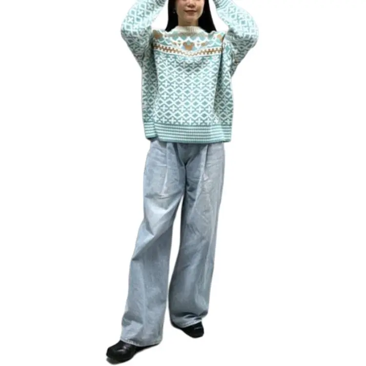 Disney X MOUSSY Disney/Disney Co-branded Model Sweaters Women's Blue-3